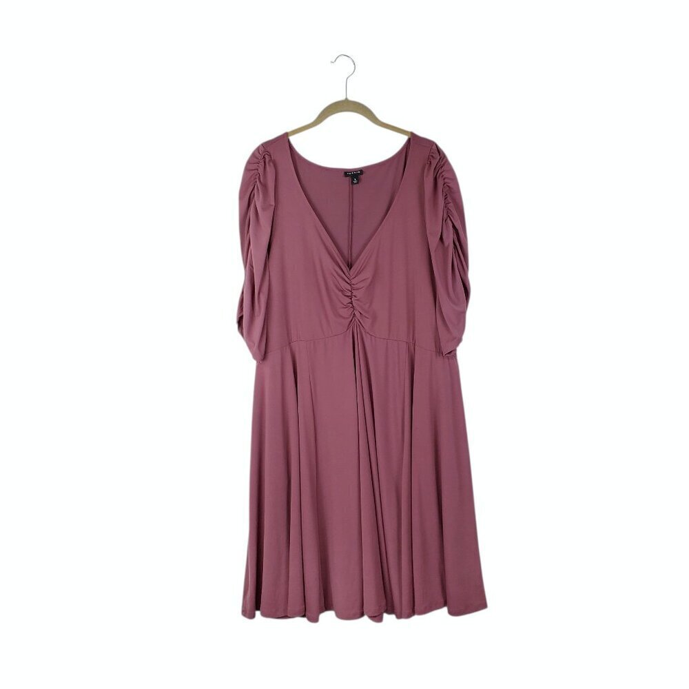 Torrid Mauve Cinch Sleeve Skater Dress V-Neck Half Sleeve Knee Length Womens 4X